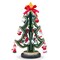 Delightful Wooden Tabletop Christmas Tree with Santa and Miniature Ornaments 6.5 Inches Tall